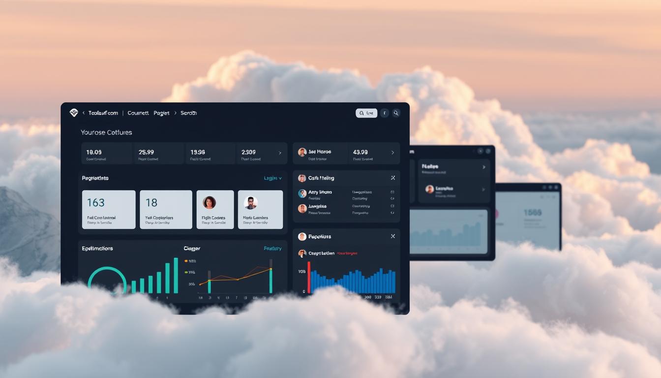 A sleek, modern dashboard interface showcasing the robust features of Toolsurf.com's cloud-based SEO tools. The foreground displays a clean, minimalist design with intuitive controls and data visualizations, allowing seamless access to crucial SEO metrics and optimization recommendations. In the middle ground, multiple browser windows depict concurrent user logins, highlighting the platform's collaborative capabilities. The background features a subtle gradient of soft, wispy clouds, conveying a sense of effortless, cloud-based accessibility. Warm, neutral lighting casts a professional, authoritative tone, while a wide-angle lens captures the comprehensive nature of the tool suite. Overall, the image communicates the powerful, yet user-friendly experience of Toolsurf.com's comprehensive SEO toolset. Alt-text: cloud-based seo tools access
