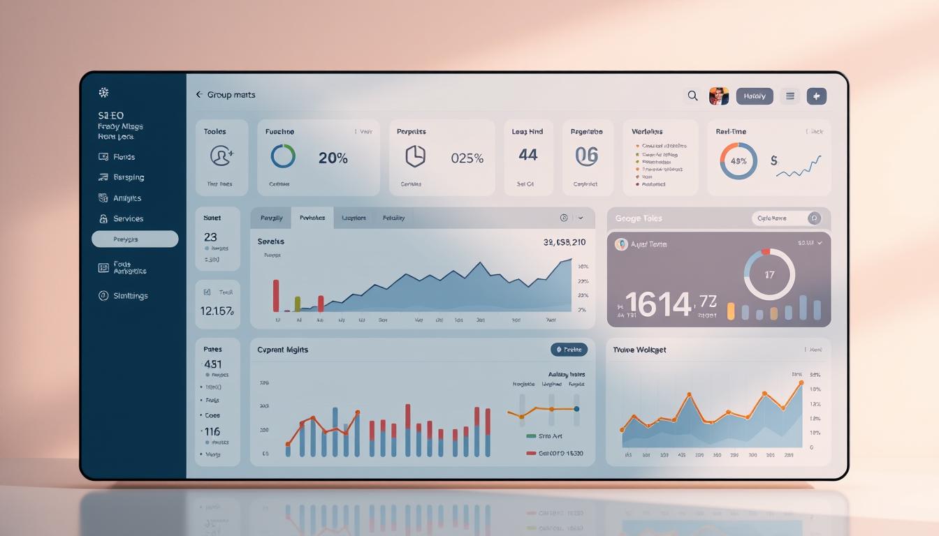 A sleek, modern dashboard showcasing an array of search engine optimization (SEO) tools in a group-buy platform. The interface features a clean, minimalist design with intuitive navigation, highlighting key metrics and insights. The dashboard displays customizable widgets, data visualizations, and real-time analytics, providing a comprehensive overview of the toolset. Sophisticated algorithms and machine learning models power the advanced features, offering users a seamless, efficient workflow. The interface is bathed in a soft, warm lighting, creating a professional and inviting atmosphere. The overall composition conveys a sense of productivity, control, and data-driven decision-making, perfectly suited for the "Overview of the Toolsurf Group-Buy Model" section. Prompt