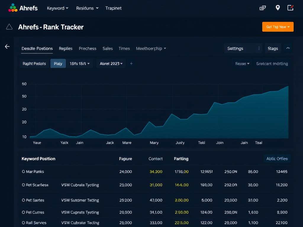Ahrefs Rank Tracker showing keyword position improvements over time Ahrefs Rank Tracker showing keyword position improvements over time