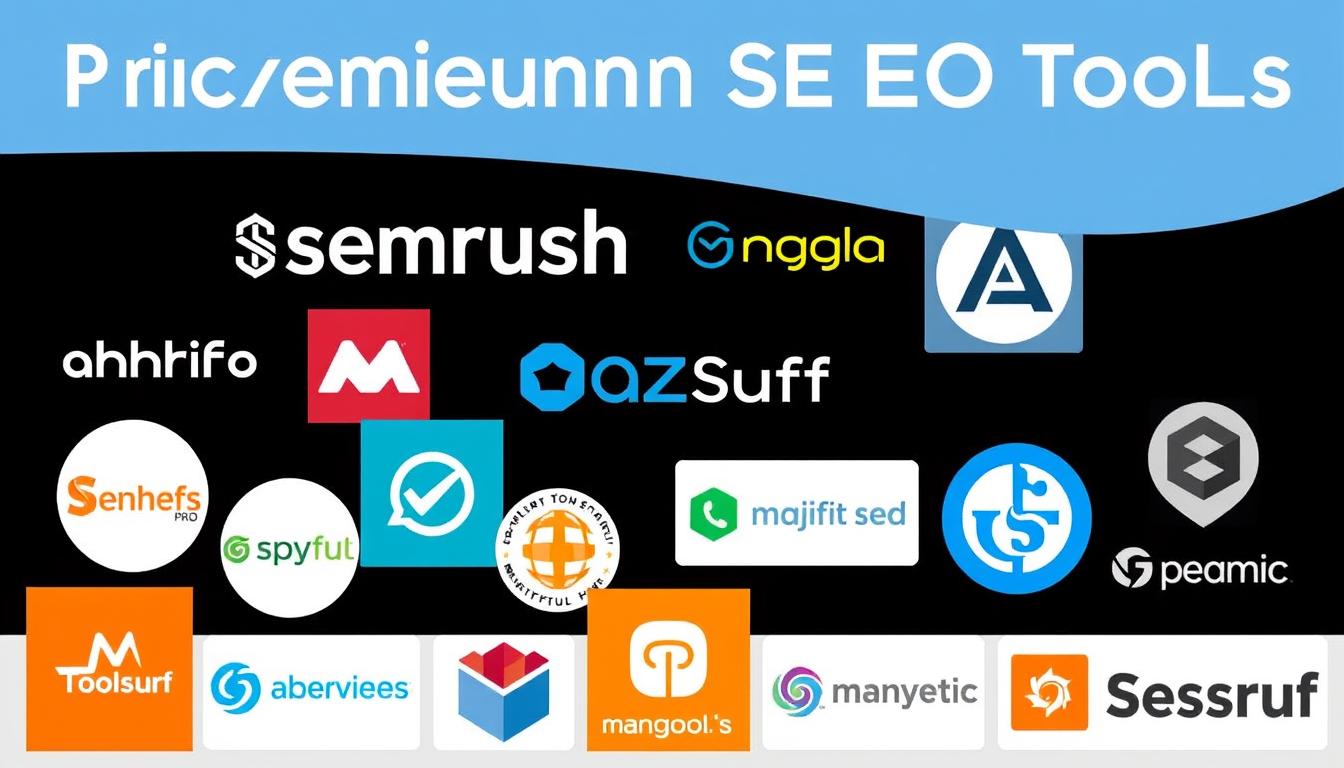 Collection of premium SEO tools logos available through Toolsurf's SEO group buy service