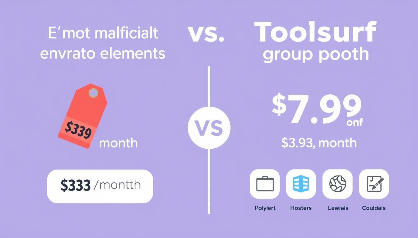 Comparison between official Envato Elements pricing and Toolsurf group buy pricing Comparison between official Envato Elements pricing and Toolsurf group buy pricing