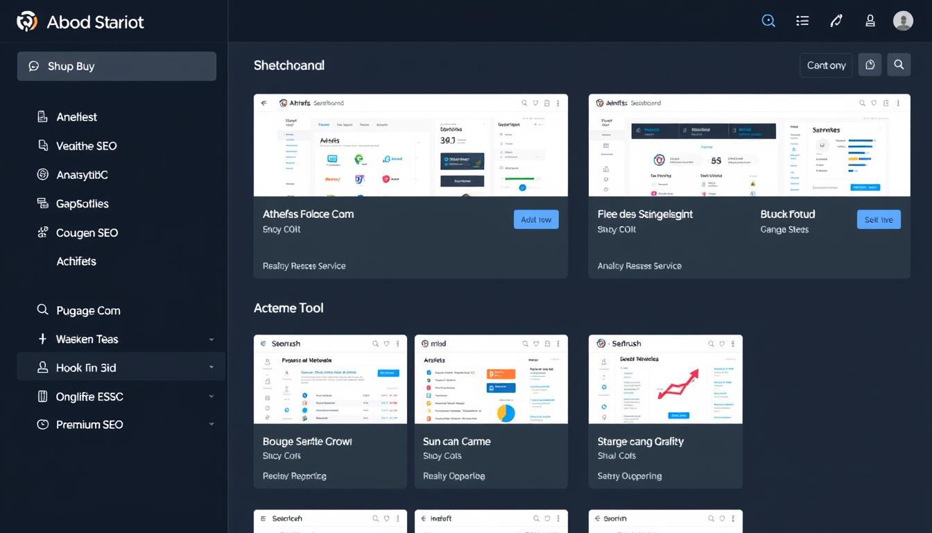 Group Buy SEO Tools dashboard showing Ahrefs and Semrush interfaces