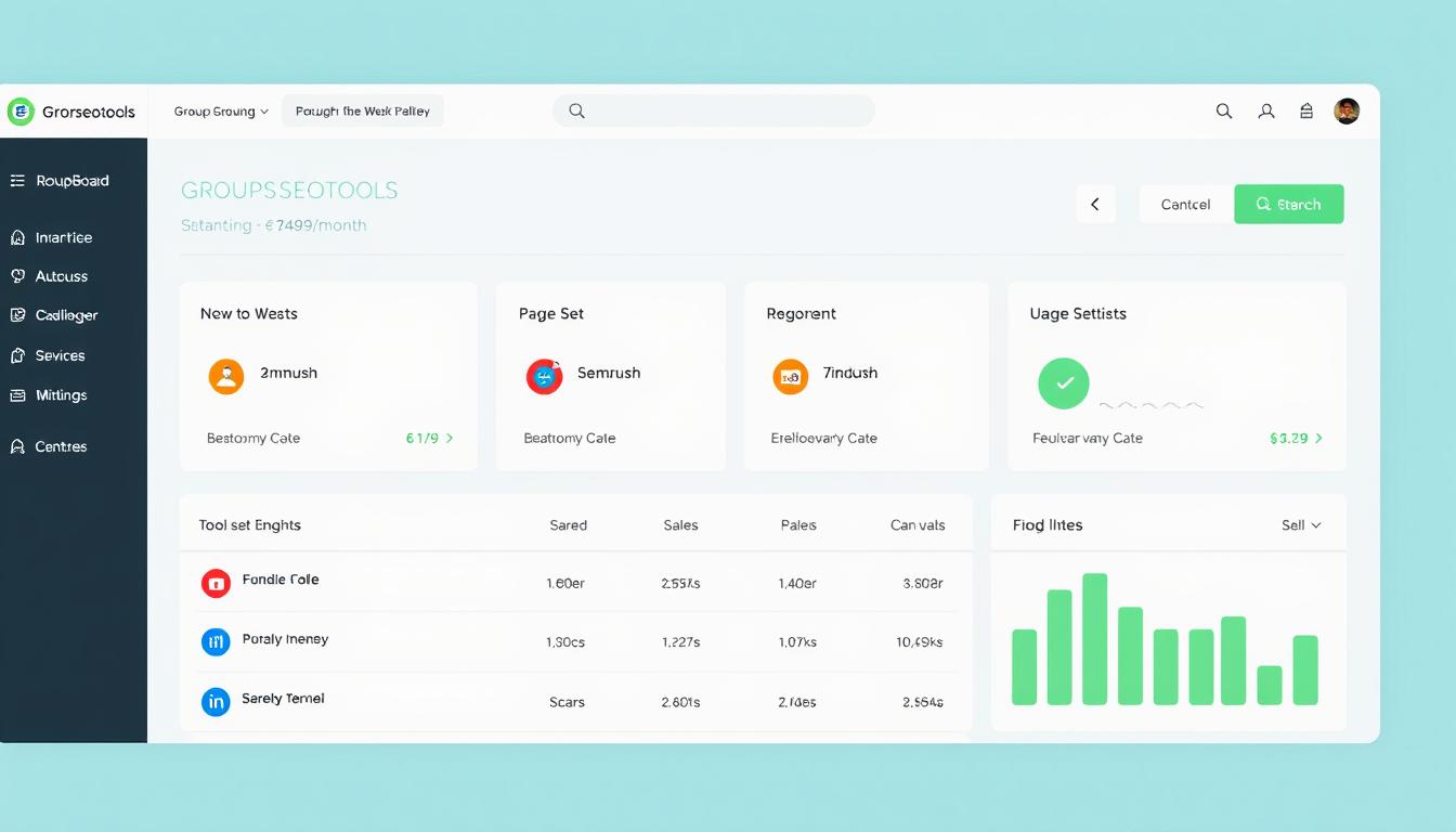 Groupbuyseotools interface showing budget-friendly plans and tool selection