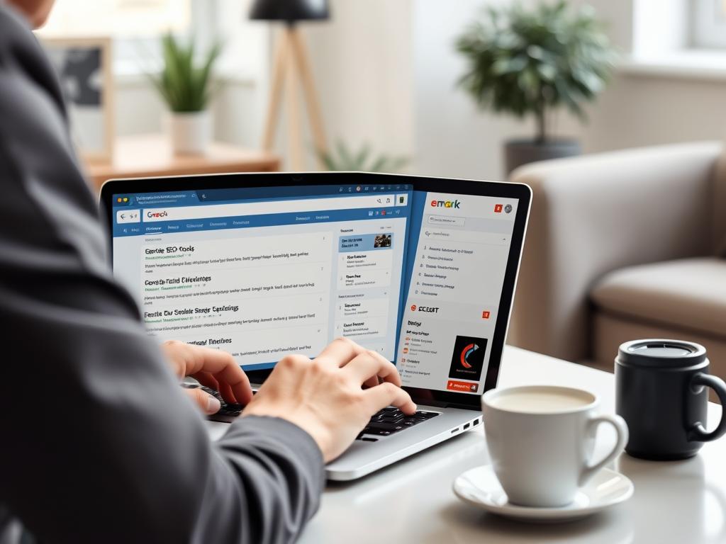 Person researching group buy SEO tools on laptop Person researching group buy SEO tools on laptop