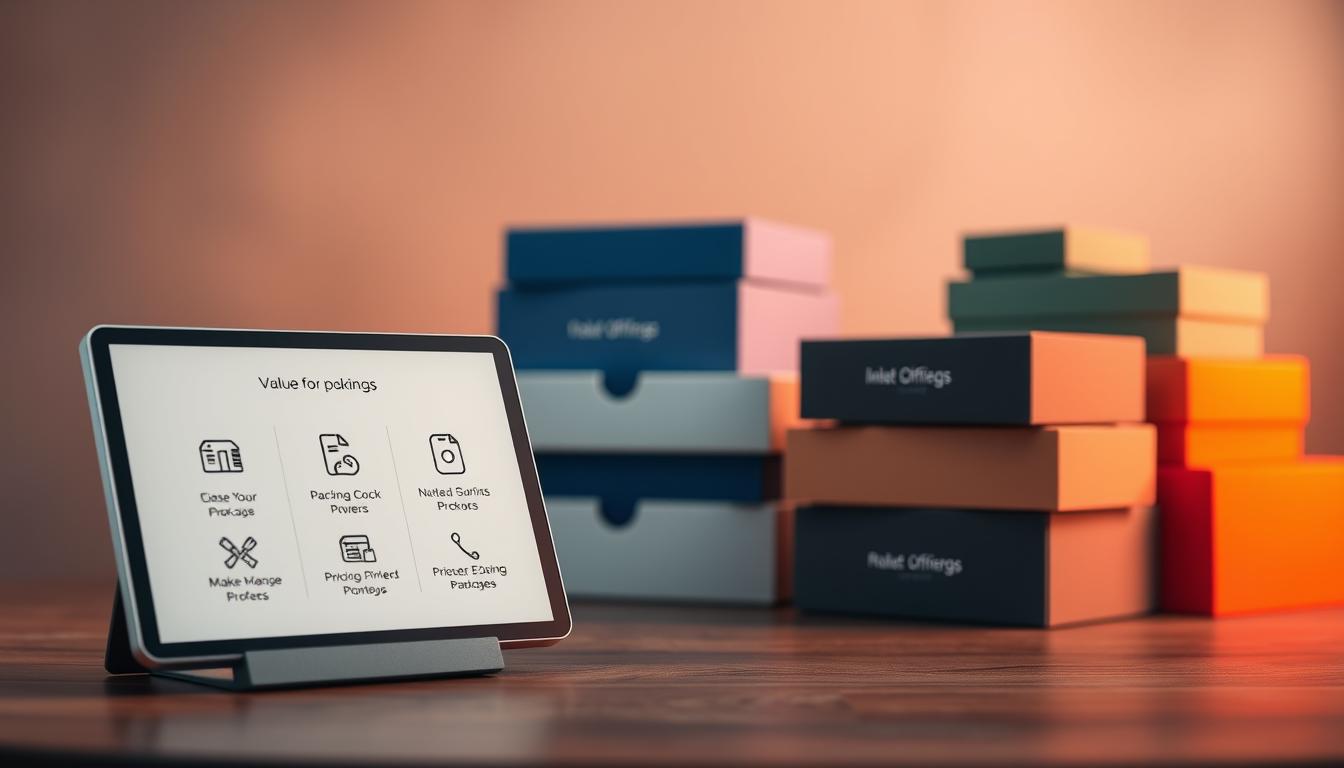 Pricing, Packages, and Value for Money: A captivating still life showcasing a range of pricing packages, each with its own distinct value proposition. In the foreground, a sleek, minimalist display presents elegant icons and typography, inviting the viewer to explore the nuanced offerings. The middle ground features stacked boxes in a gradient of colors, hinting at the versatility and depth of the products. The background is bathed in a warm, soft-focus light, creating a sense of premium quality and exclusivity. The overall composition conveys a harmonious balance between functionality, aesthetics, and perceived value, perfectly capturing the essence of the "Pricing, Packages, and Value for Money" section.