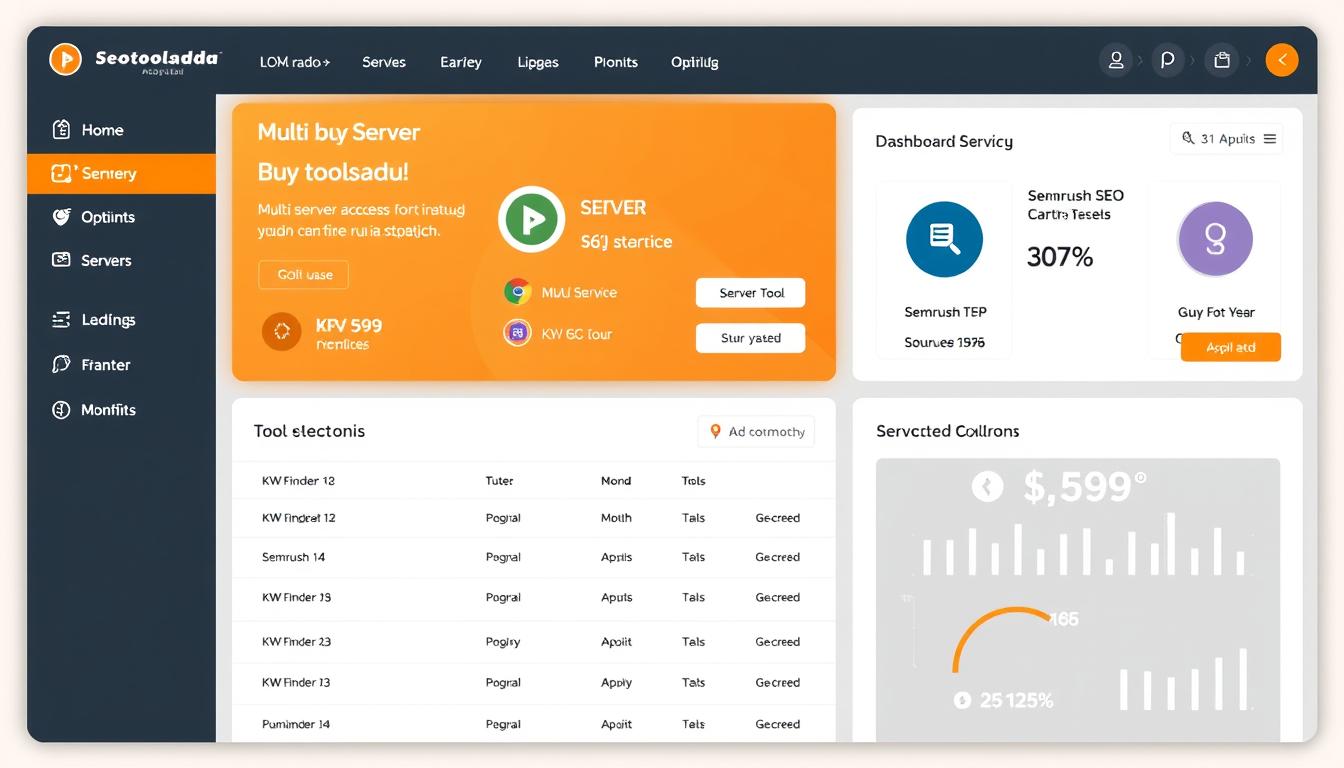 Seotoolsadda interface showing multi-server options and tool selection