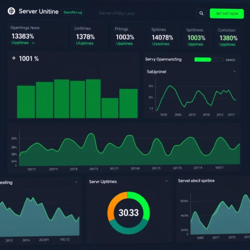 Server uptime monitoring dashboard showing 100% uptime