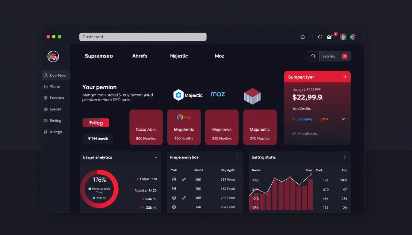 Supremseo dashboard showing premium SEO tools interface with analytics