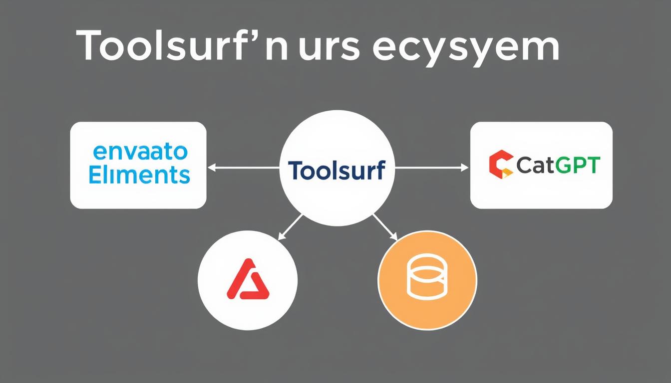 Toolsurf's ecosystem of SEO and AI tools including Envato Elements Toolsurf's ecosystem of SEO and AI tools including Envato Elements
