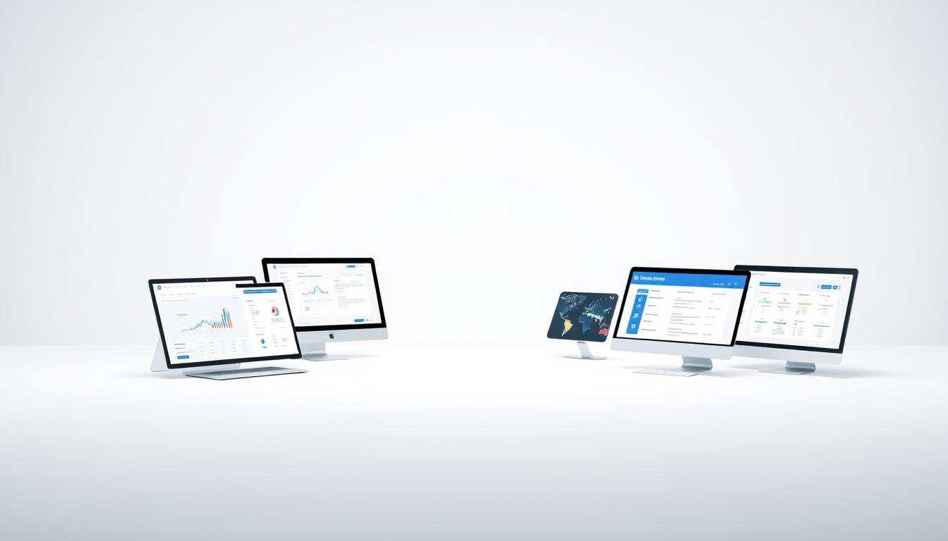 a group of sleek, modern SEO software tools arranged on a minimalist, white background, showcasing their features and capabilities in a clear, organized comparison. The tools are displayed in the foreground, with a crisp, high-resolution quality. The lighting is soft and diffused, creating a clean, professional atmosphere. The middle ground features a subtle grid or table-like structure, hinting at the comparative analysis between the tools. The background is a simple, uncluttered gradient or texture, allowing the tools to take center stage. The overall composition conveys a sense of clarity, efficiency, and technical expertise, reflecting the subject matter of the article section. group buy seo tools comparison