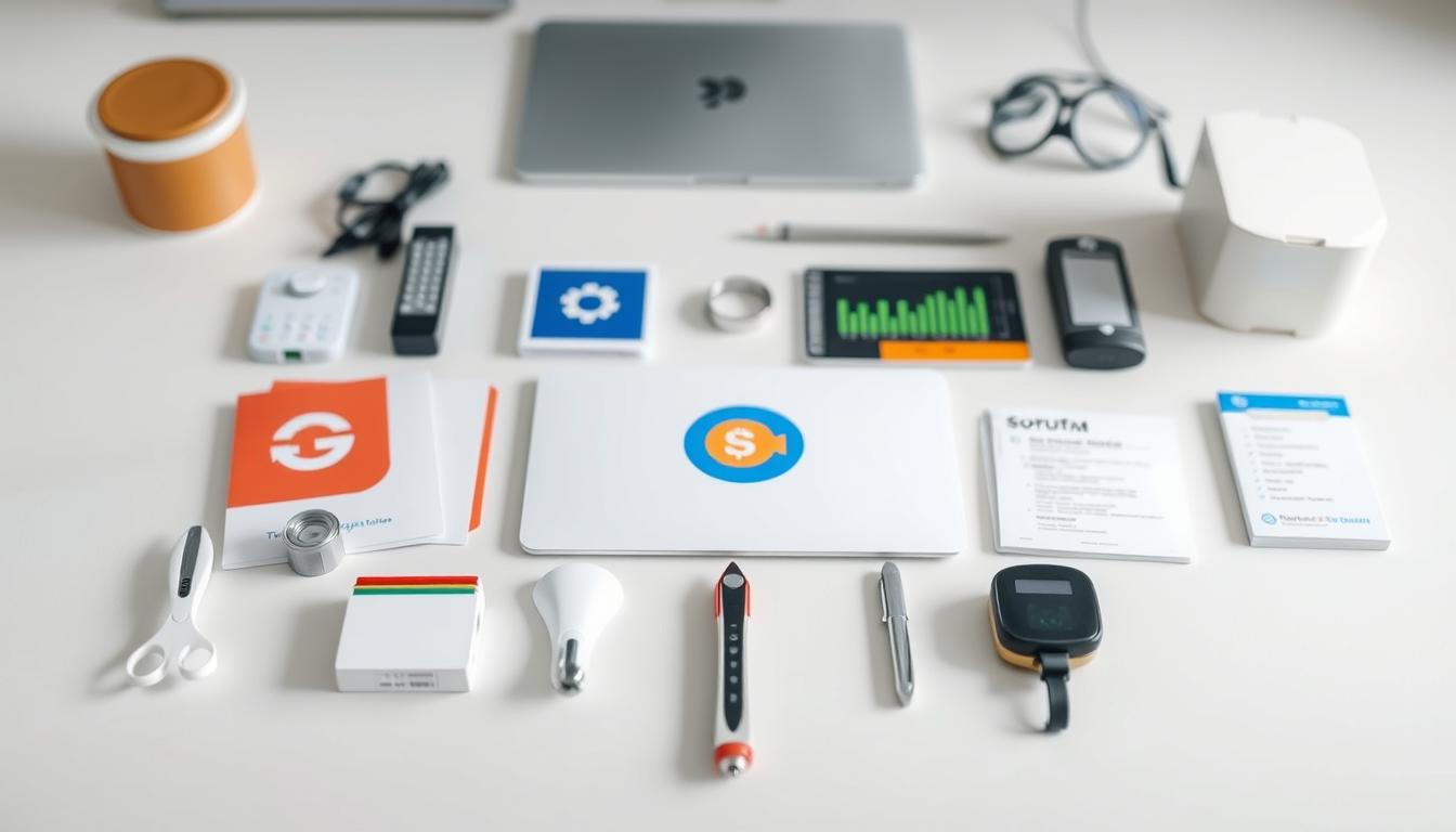 A close-up view of a diverse array of cost-effective SEO tools laid out on a minimalist, light-colored desktop. The tools are arranged in a visually appealing, well-organized manner, suggesting a professional and efficient workflow. Soft, diffused lighting creates a calming, focused atmosphere, drawing attention to the tools' intuitive interfaces and premium features. The scene conveys a sense of productivity, optimization, and the Toolsurf.com advantage for streamlining SEO efforts in a cost-conscious way.