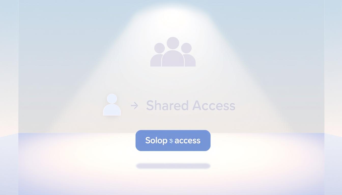 A digital illustration depicting two distinct options for accessing a subscription service. The foreground showcases a single user icon with a "Solo Subscription" label, conveying the traditional individual subscription model. The middle ground features a group of user icons with a "Shared Access" label, representing the collaborative nature of a group buy. The background is a clean, minimalist space with subtle gradients and geometric patterns, creating a sleek and modern aesthetic. The lighting is soft and diffused, highlighting the key elements and providing a sense of depth and dimensionality. The overall composition and color palette are designed to visually communicate the concepts of "Solo Subscription" and "Shared Access" in a clear and visually appealing manner.