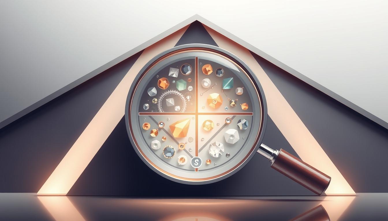A high-quality, intricate illustration of a fraction cost, with a focal point on a magnifying glass revealing the hidden value within. The scene features a sleek, modern background with minimalist geometric shapes, soft lighting, and a muted color palette that conveys a sense of sophistication and attention to detail. The magnifying glass is positioned prominently, drawing the viewer's eye to the intricate inner workings and hidden gems that represent the true value behind the "fraction cost" concept. The overall composition is balanced and visually striking, effectively communicating the idea of getting more for less.