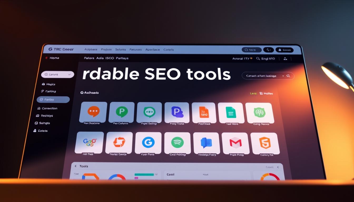 A modern, sleek online dashboard displaying a variety of affordable SEO tools. In the foreground, a clean user interface with intuitive controls and visualizations, bathed in warm, directional lighting that accentuates the details. The middle ground features a selection of tool icons, arranged neatly to showcase their capabilities. In the background, a subtle gradient adds depth and a sense of digital sophistication. The overall mood is one of accessible, high-quality SEO solutions at an attainable price point.
