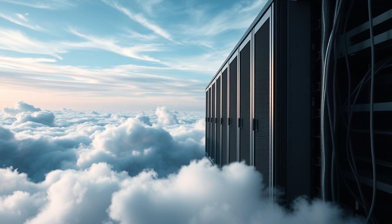 A serene cloud-based data center nestled amidst wispy, ethereal clouds. In the foreground, a sleek, modern server rack stands guard, its polished metal gleaming under soft, diffused lighting. The middle ground reveals a network of cables and conduits, neatly organized and expertly managed, conveying a sense of reliability and security. In the background, a panoramic view of the cloud-covered horizon, symbolizing the boundless, scalable nature of the platform. The scene radiates a calming, professional atmosphere, instilling confidence in the platform's ability to safeguard sensitive data and operations.