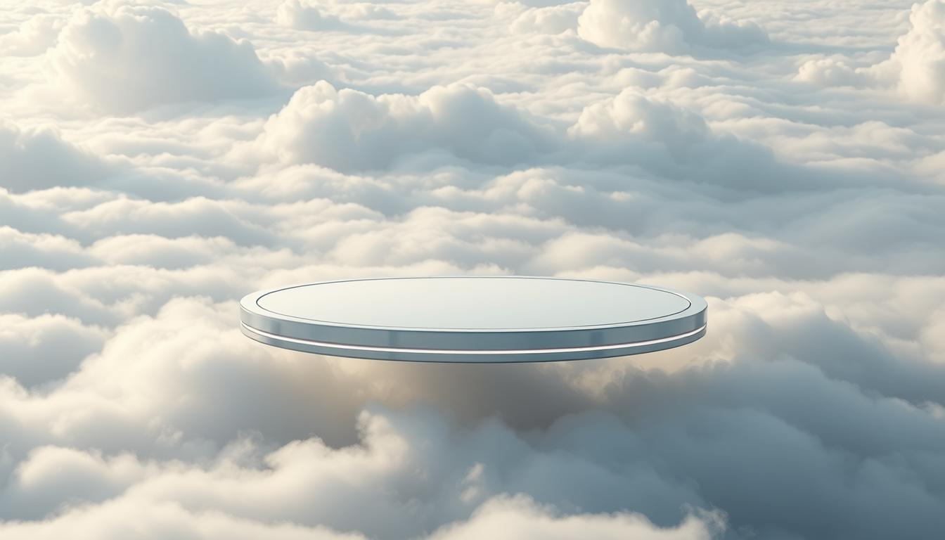 A serene cloud-covered landscape with a sleek, futuristic platform hovering amidst the wispy formations. The platform features a minimalist, streamlined design with a gleaming metallic surface that reflects the soft, diffused lighting. Elegant curves and angles create a sense of technological sophistication, while the calming, ethereal atmosphere of the clouds below evokes a sense of tranquility and focus. The overall scene conveys the idea of a powerful, cloud-based SEO tools platform that seamlessly integrates with the natural world, offering a user-friendly and efficient digital workspace. cloud-based seo tools platform