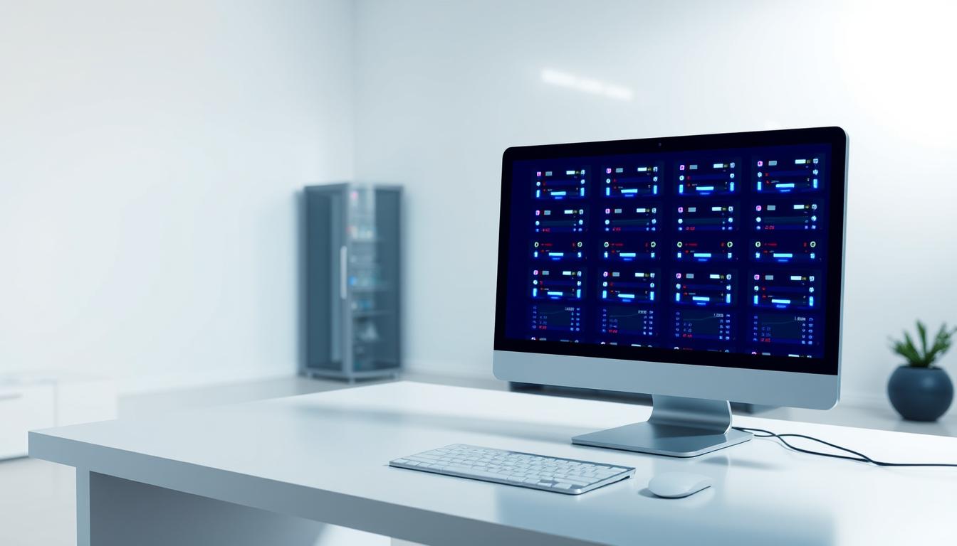 A serene, minimalist workspace with a sleek, futuristic computer setup. Soft, diffused lighting illuminates the clean, uncluttered desk, creating a calming, productive atmosphere. A state-of-the-art server rack stands in the background, its LED indicators pulsing with activity, symbolizing the 24/7 availability and support. The room's design emphasizes efficiency, with a focus on functionality and reliability. The overall impression conveys a sense of unwavering commitment to delivering seamless, high-performance SEO services.