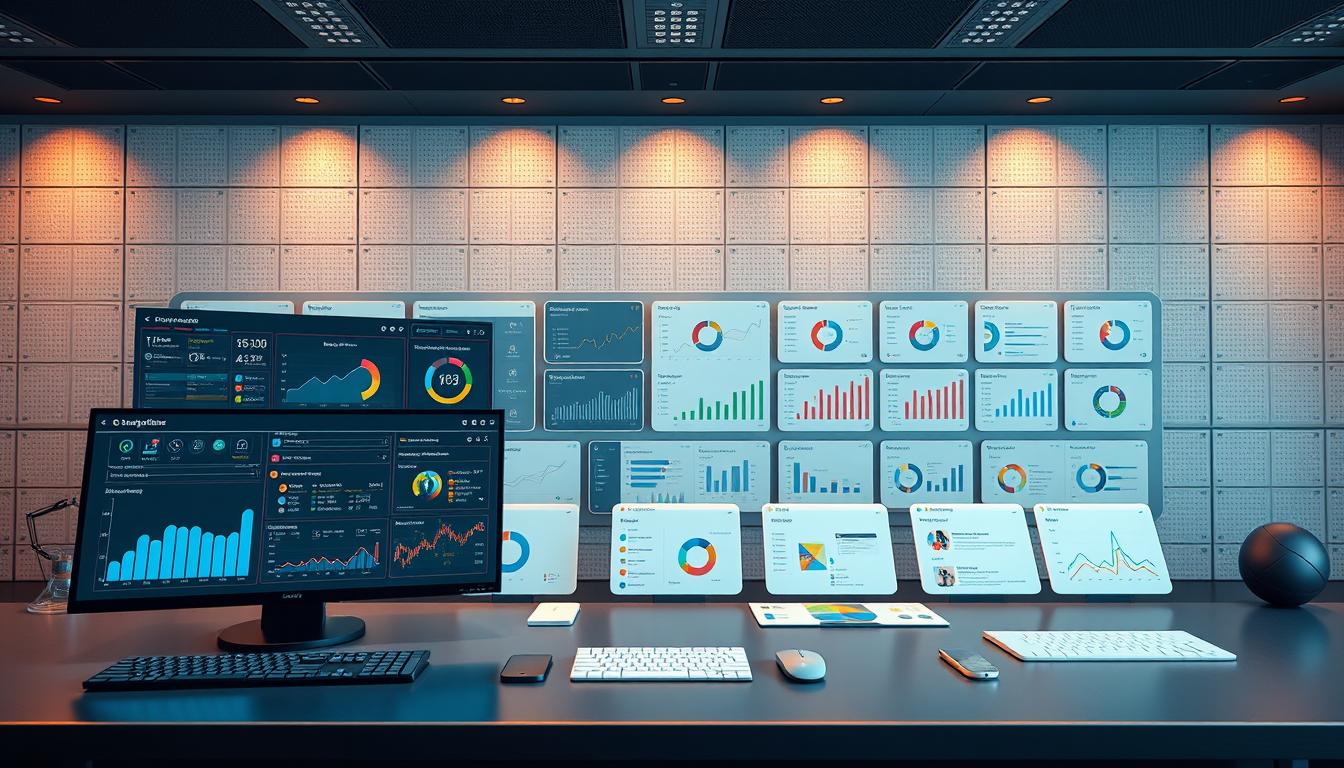 A sleek and modern digital marketing control center, featuring a comprehensive suite of high-performance SEO and analytics tools. The foreground showcases a stylish dashboard with intuitive data visualizations, real-time performance metrics, and customizable reporting modules. In the middle ground, an array of specialized toolkits arranged neatly, each designed to optimize different aspects of digital campaigns - from keyword research and content optimization to link building and competitor analysis. The background is a minimalist, tech-inspired environment with subtle grid patterns and clean lines, creating a sense of efficiency and professionalism. Warm, directional lighting illuminates the scene, highlighting the sleek, modern aesthetic. The overall mood is one of productivity, control, and cutting-edge digital marketing prowess. Prompt