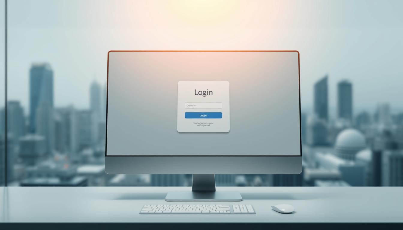 A sleek, modern computer interface with seamless login experience. A clean, minimalist desktop in shades of gray and white, dominated by a large, central login panel. Subtle, warm lighting from overhead casts a soft glow, creating a sense of focus and productivity. The login form is intuitive and responsive, with a minimalist design that emphasizes ease of use. Elegant typography and micro-interactions convey a sense of professionalism and reliability. In the background, a blurred cityscape suggests a bustling, high-tech environment. The overall atmosphere is one of efficient, instant access to vital information and tools.