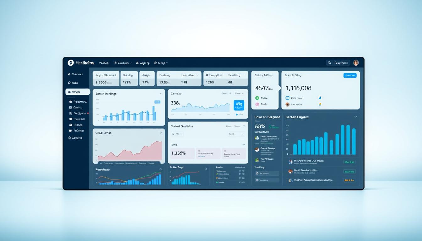 A sleek, modern dashboard showcasing a comprehensive suite of SEO tools for a group buying experience. The interface features a clean, minimalist design with intuitive navigation. In the foreground, a central analytics panel displays key performance metrics, while sidebar menus offer access to specialized tools like keyword research, competitor analysis, and link building. The middle ground depicts visualizations of search engine rankings, traffic trends, and content optimization suggestions. The background subtly hints at a dynamic, data-rich environment with subtle grid patterns and muted color gradients. Soft, diffused lighting creates a professional, productivity-focused atmosphere. The overall impression conveys a powerful, yet user-friendly SEO toolset designed to streamline and enhance the group buying experience.