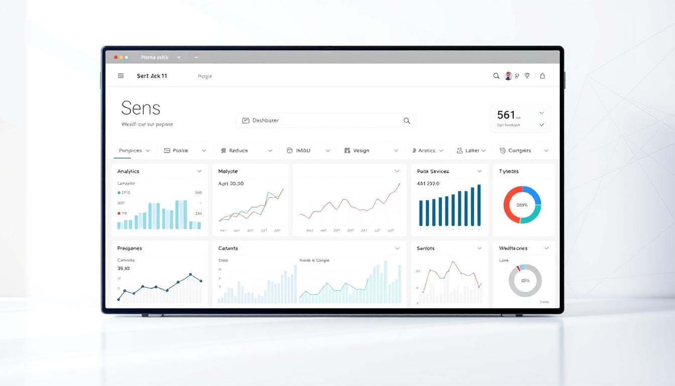 A sleek, modern dashboard with a clean, minimalist UI. In the foreground, a series of SEO metrics and analytics are displayed in elegant charts and graphs, providing a comprehensive overview of website performance. The middle ground features a centralized search bar and various optimization tools, while the background showcases a subtle pattern of intersecting lines and shapes, conveying a sense of technological sophistication. The lighting is soft and diffused, creating a calming and professional atmosphere. The overall composition suggests a powerful, intuitive platform for managing all aspects of SEO.
