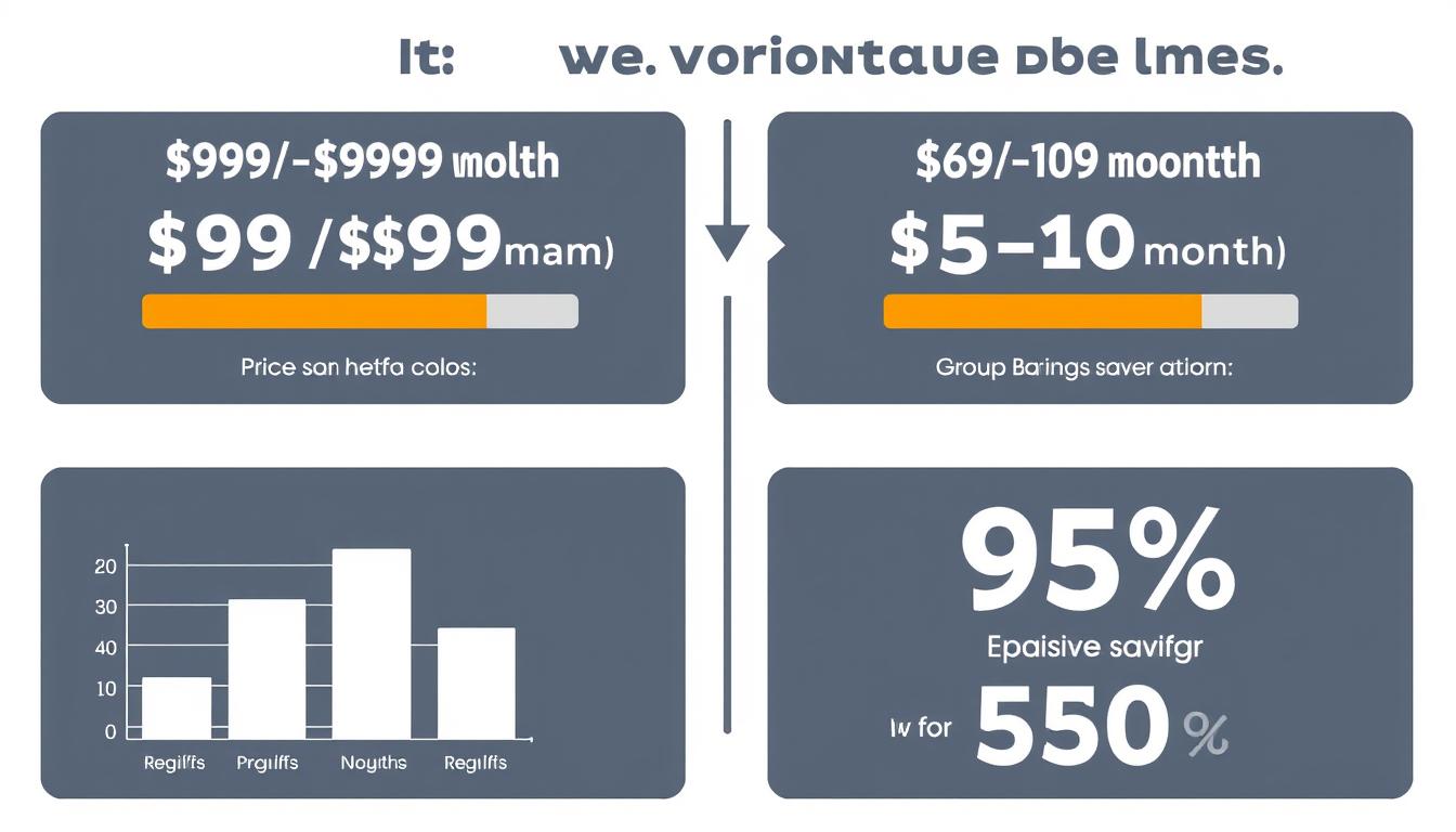 Comparison between regular Ahrefs pricing and group buy savings showing 95% discount Comparison between regular Ahrefs pricing and group buy savings showing 95% discount
