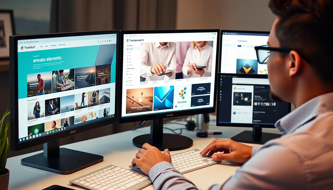 Creative professional using Envato Elements resources through Toolsurf's group buy service