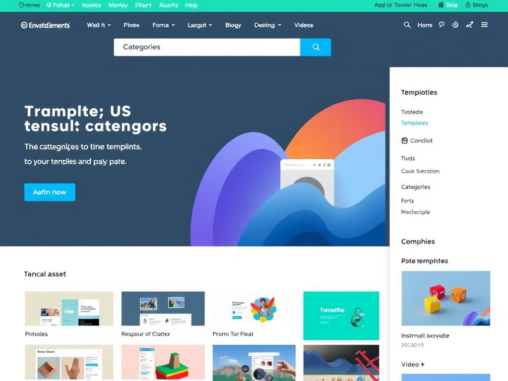 Envato Elements marketplace interface showing various digital asset categories