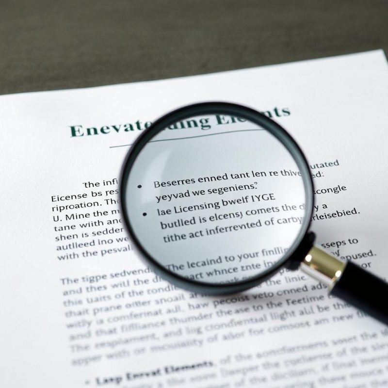 Legal document with Envato Elements licensing terms highlighted