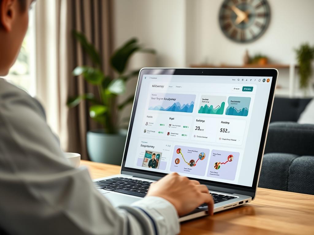 Person using Midjourney through a group buy dashboard interface Person using Midjourney through a group buy dashboard interface