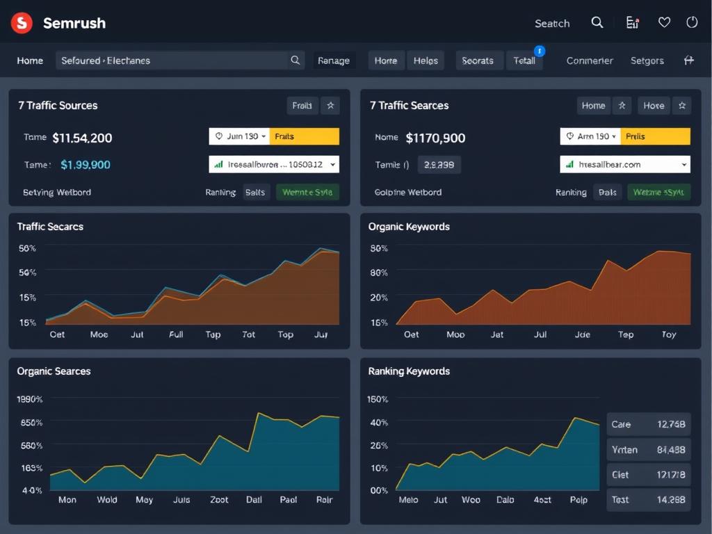 SEMrush competitor analysis tools showing traffic comparison between websites