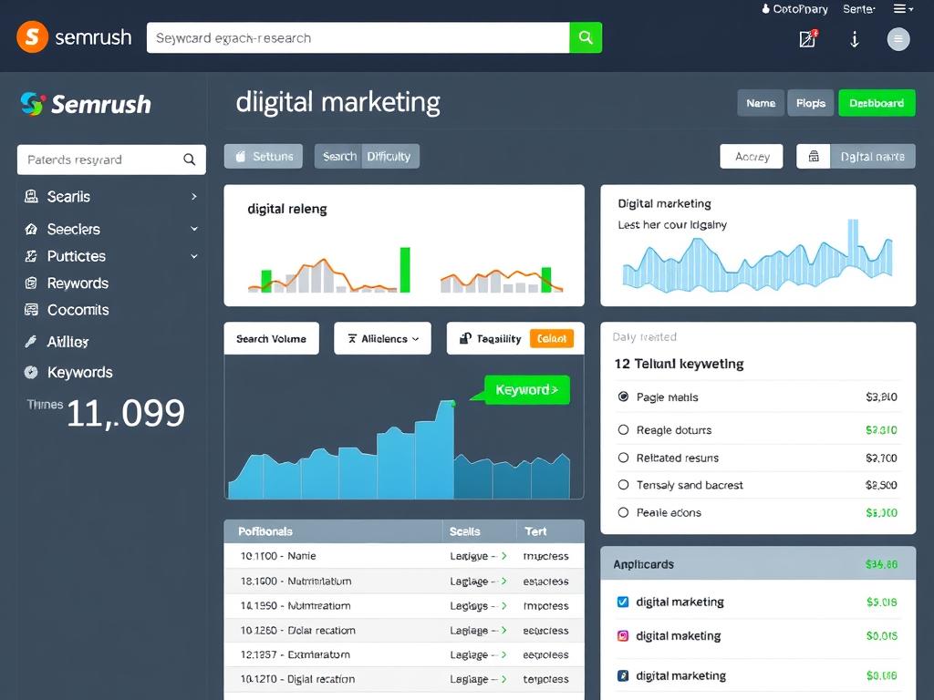 SEMrush keyword research dashboard showing semrush group buy access to keyword metrics and suggestions
