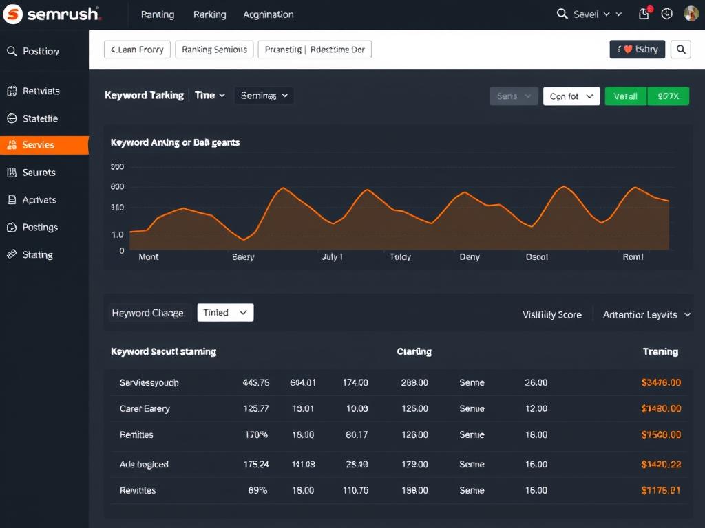 SEMrush position tracking dashboard showing keyword ranking improvements over time