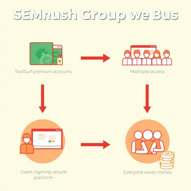 Step-by-step illustration of how semrush group buy works with ToolSurf