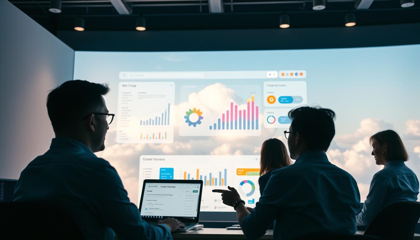 a vibrant, cloud-based group buy platform with a sleek, minimalist interface. In the foreground, a group of professionals collaborating on a shared dashboard, seamlessly accessing a variety of SEO tools. The middle ground showcases a dynamic data visualization, highlighting key metrics and insights. In the background, a serene, cloud-filled sky symbolizes the platform's scalability and flexibility. Soft, directional lighting illuminates the scene, creating a sense of professionalism and innovation. The overall atmosphere conveys a sense of productivity, efficiency, and technological sophistication. Alternative-text: cloud-based group buy tools access