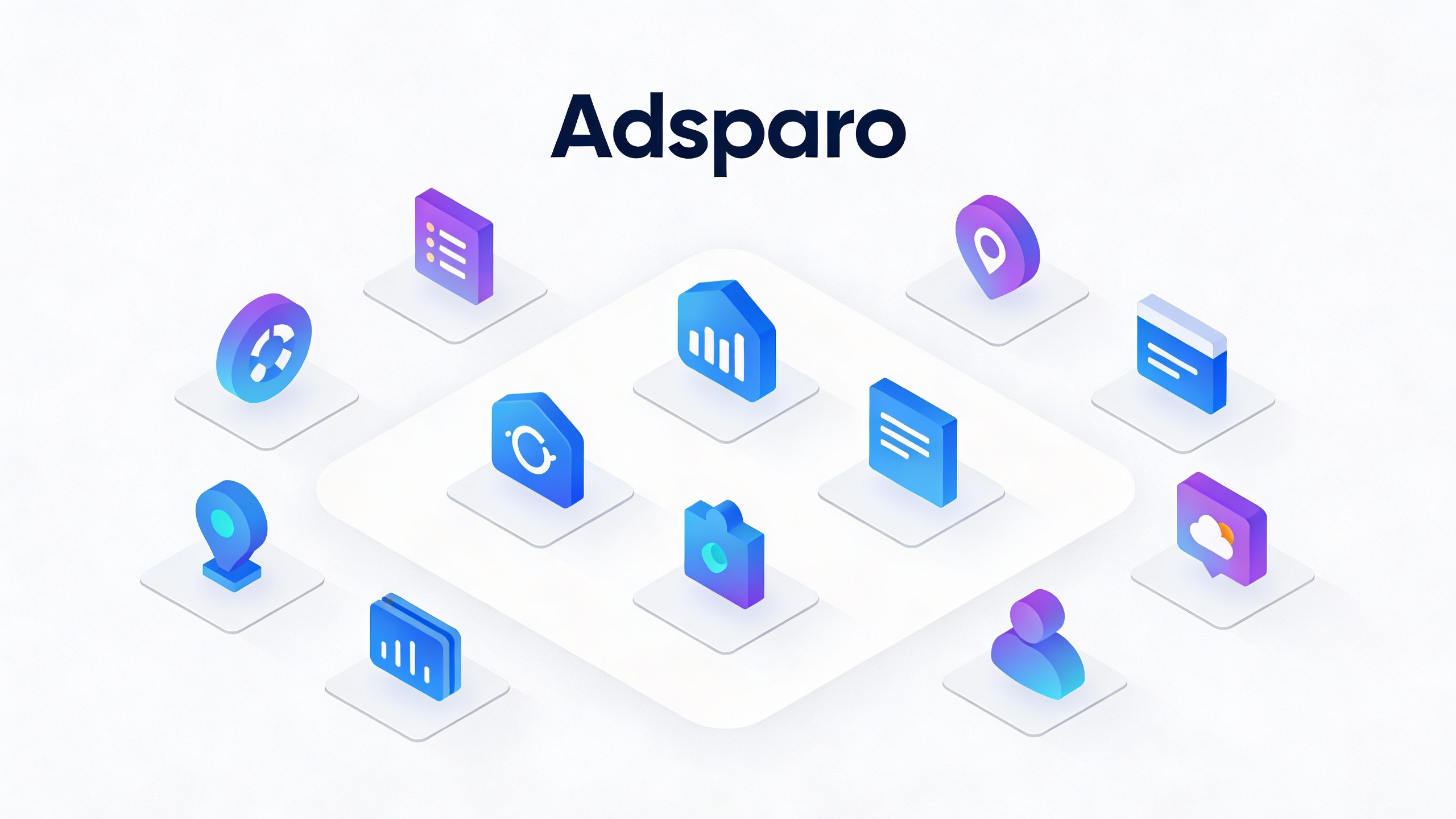 Adsparo Adsparo Features - infographic style with icons