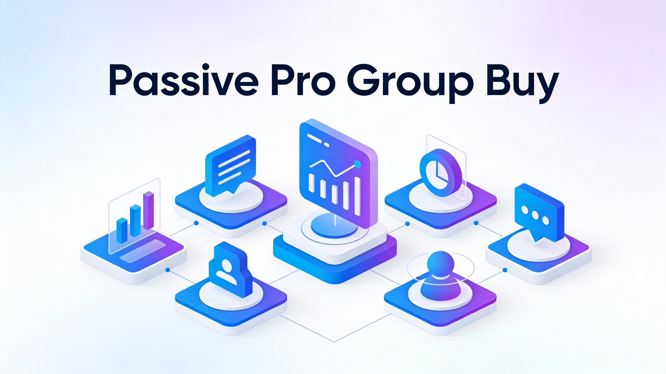 Modern tech platform interface for Passive Pro Group Buy with clean UI elements, data visualizations, and workflow icons. Minimalist vector style.