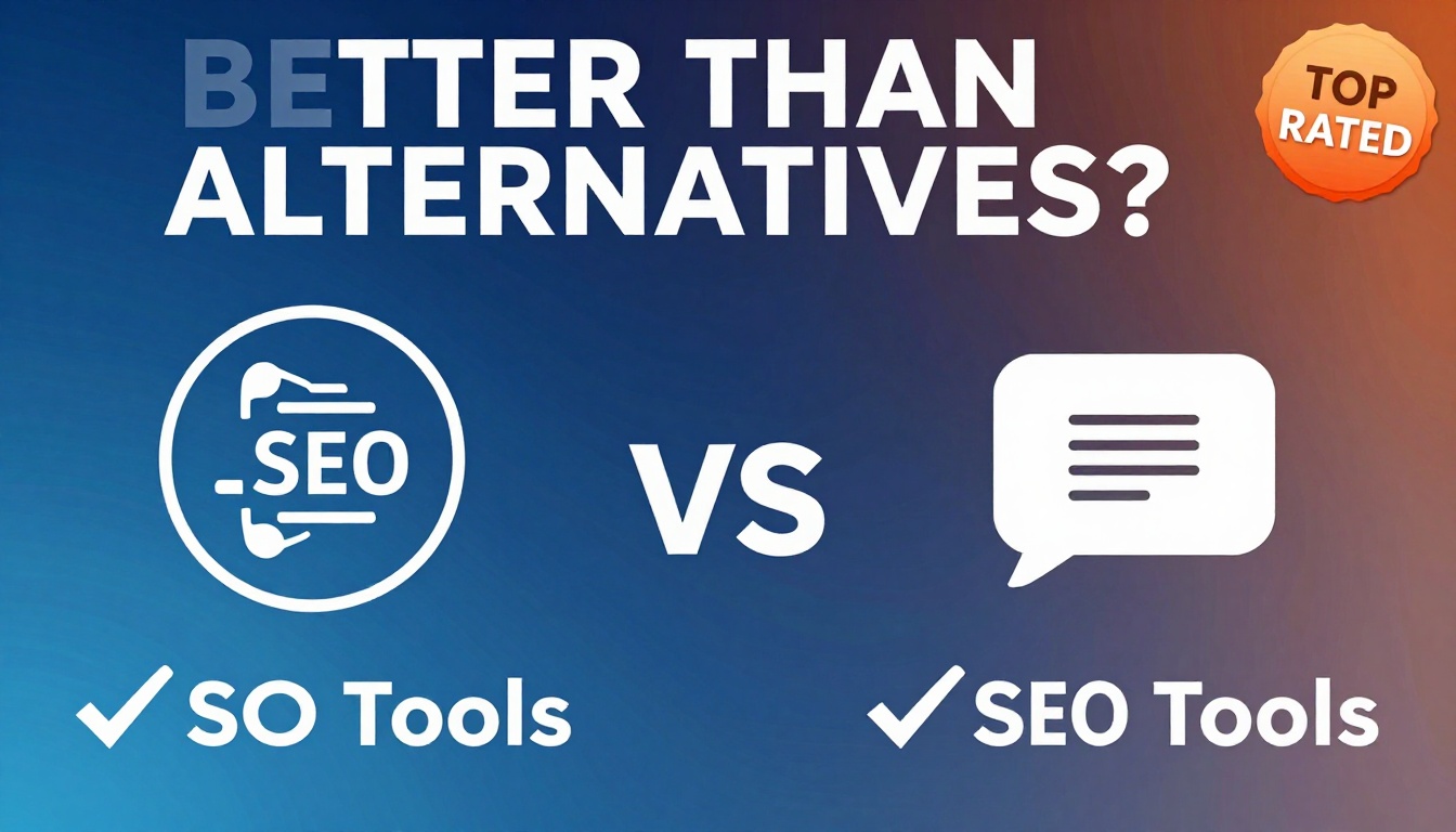 YouTube thumbnail marketing style. Bold text "BETTER THAN ALTERNATIVES?"
Affordable Seo Tool