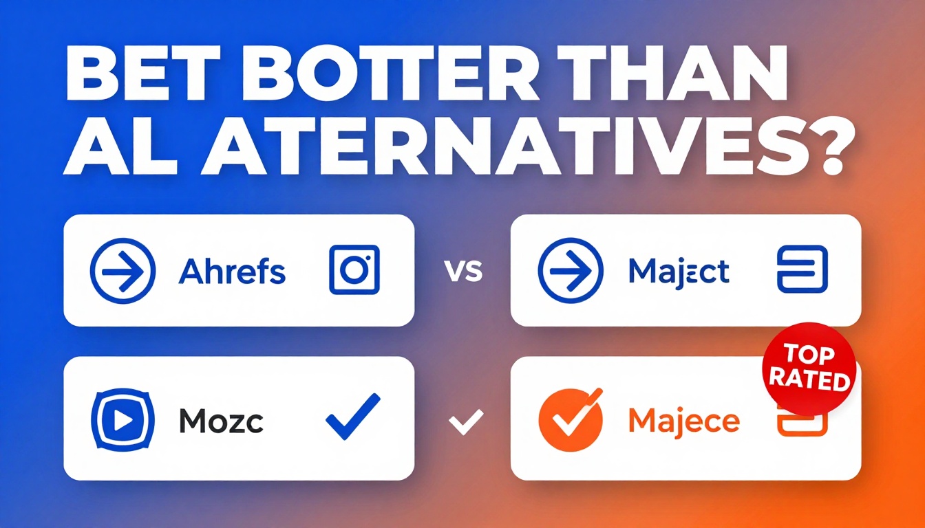 YouTube thumbnail marketing style. Bold text "BETTER THAN ALTERNATIVES?"
Block Ahrefs And Mo