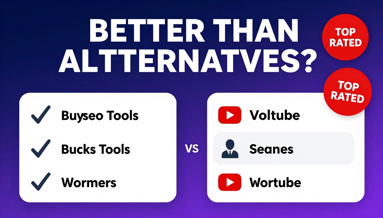 YouTube thumbnail marketing style. Bold text "BETTER THAN ALTERNATIVES?"
Buy Seo Tools icon