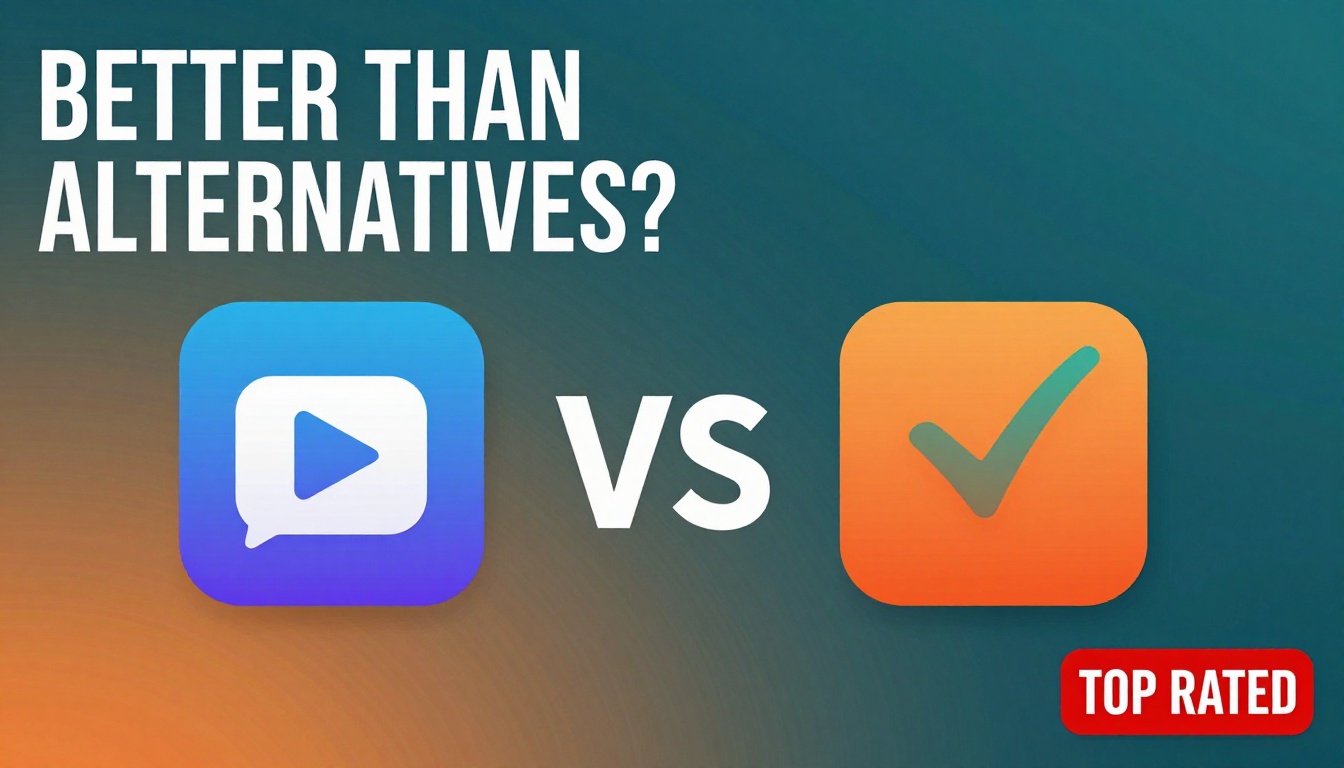 YouTube thumbnail marketing style. Bold text "BETTER THAN ALTERNATIVES?"
Capcut Buy icon vs 