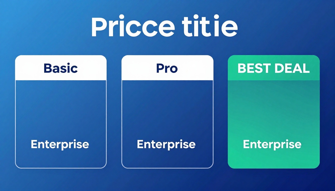 YouTube thumbnail marketing style. Pricing tier comparison visual.
Three pricing boxes: Basi