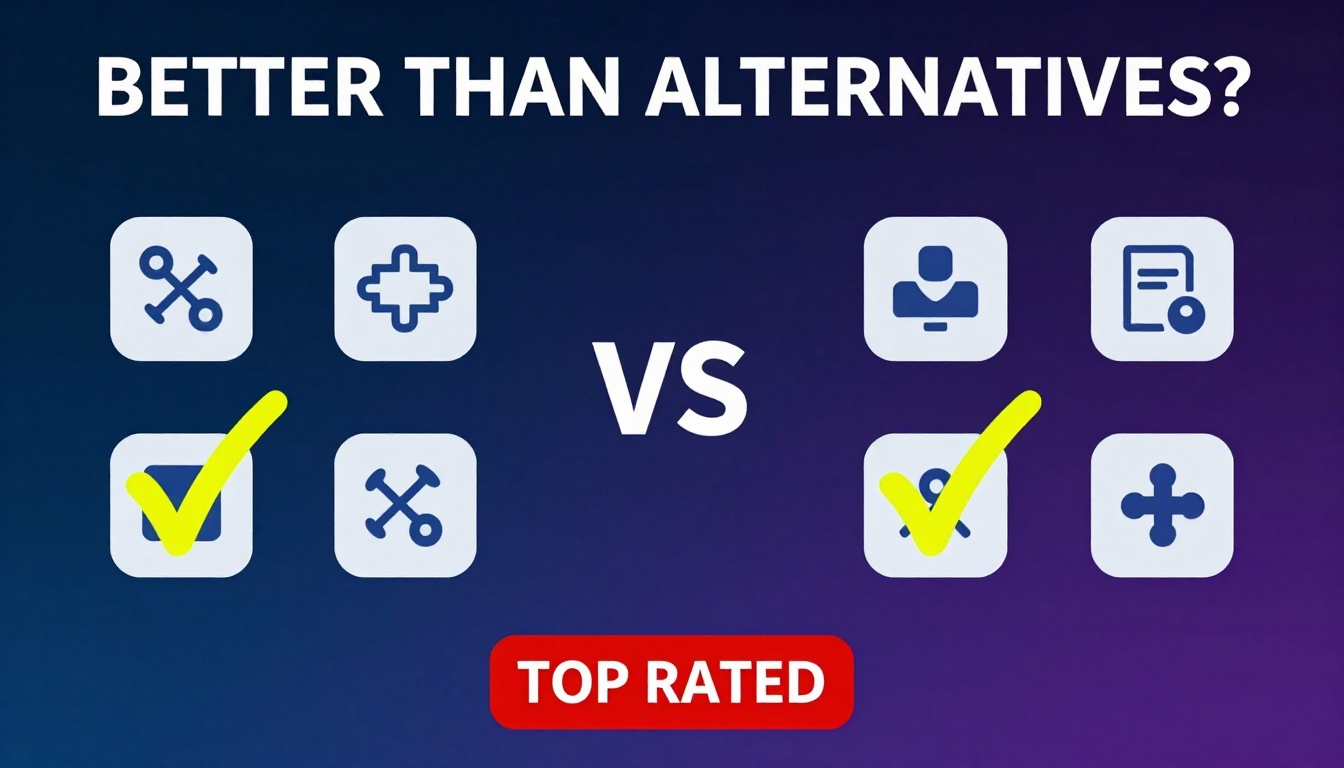 YouTube thumbnail marketing style. Bold text "BETTER THAN ALTERNATIVES?"
Group Tools icon vs