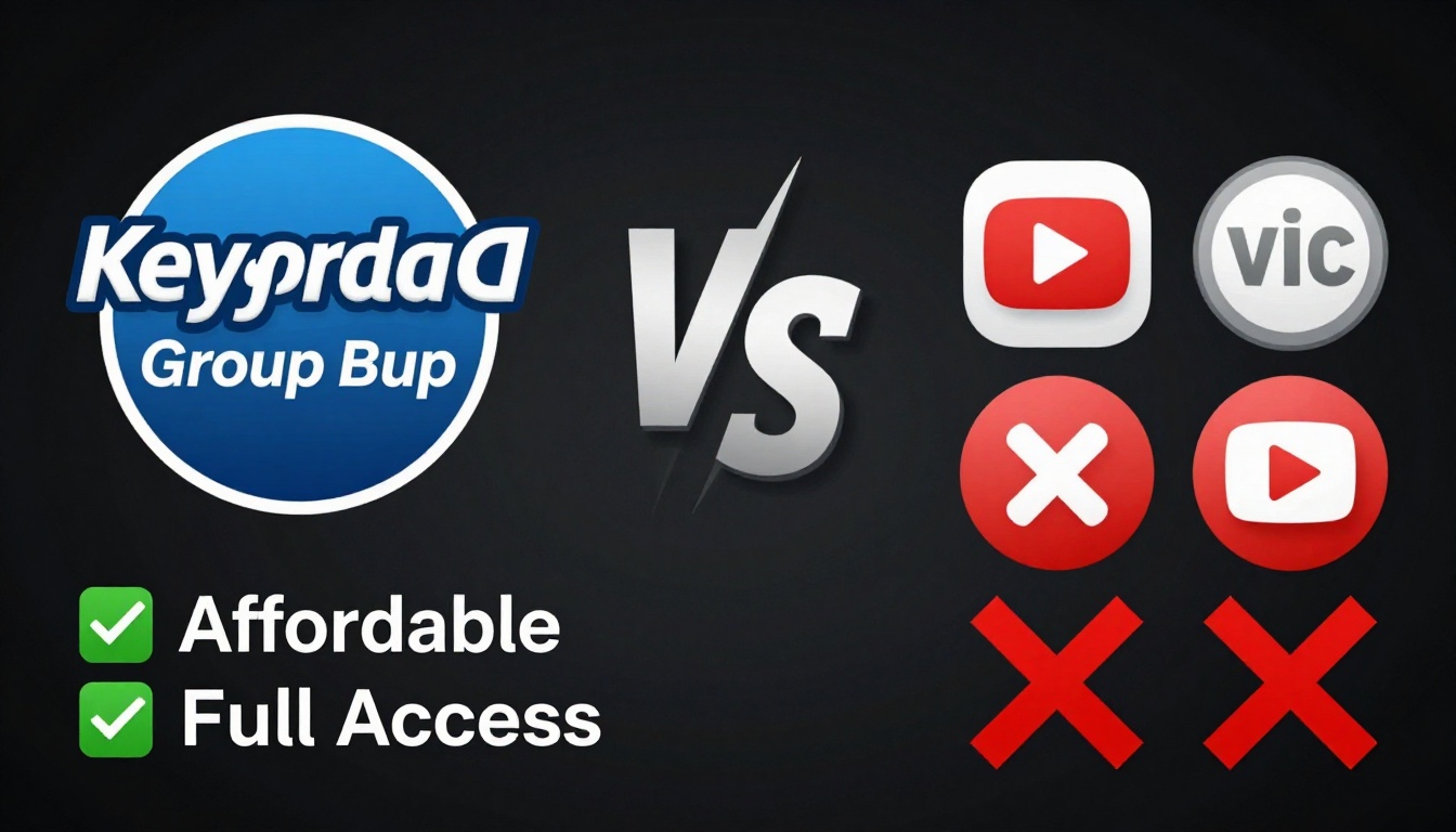 YouTube thumbnail marketing style. "VS" comparison layout.
Keywordtool Io Group Buy logo/ico