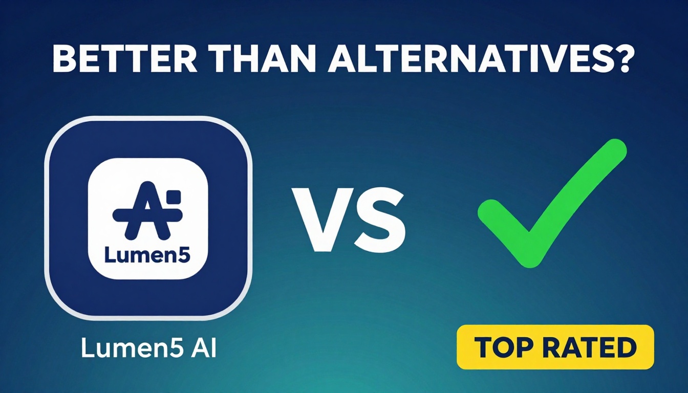 YouTube thumbnail marketing style. Bold text "BETTER THAN ALTERNATIVES?"
Lumen5 Ai icon vs c