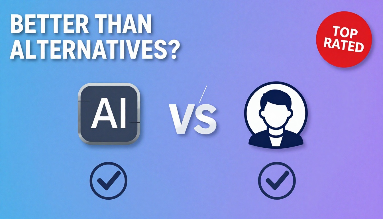 YouTube thumbnail marketing style. Bold text "BETTER THAN ALTERNATIVES?"
Machined Ai icon vs