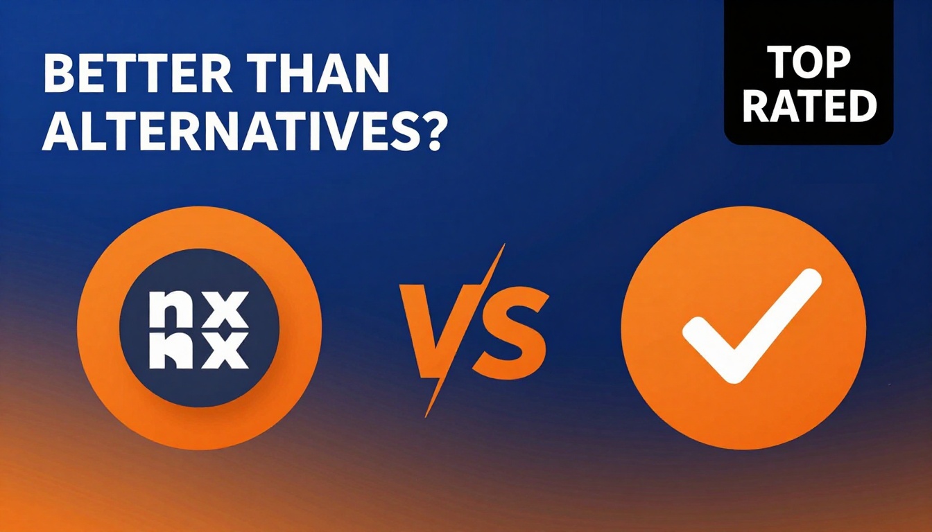 YouTube thumbnail marketing style. Bold text "BETTER THAN ALTERNATIVES?"
Noxx icon vs compet