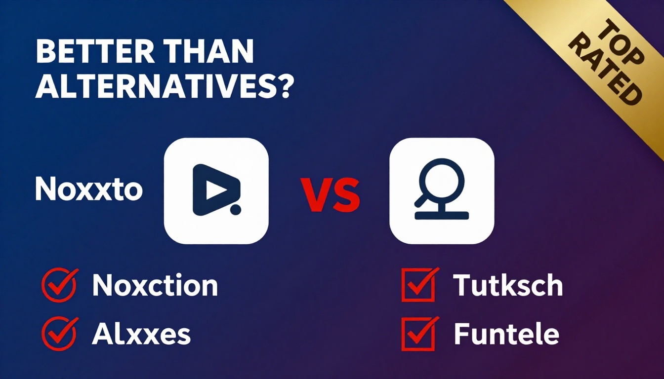 YouTube thumbnail marketing style. Bold text "BETTER THAN ALTERNATIVES?"
Noxxto icon vs comp