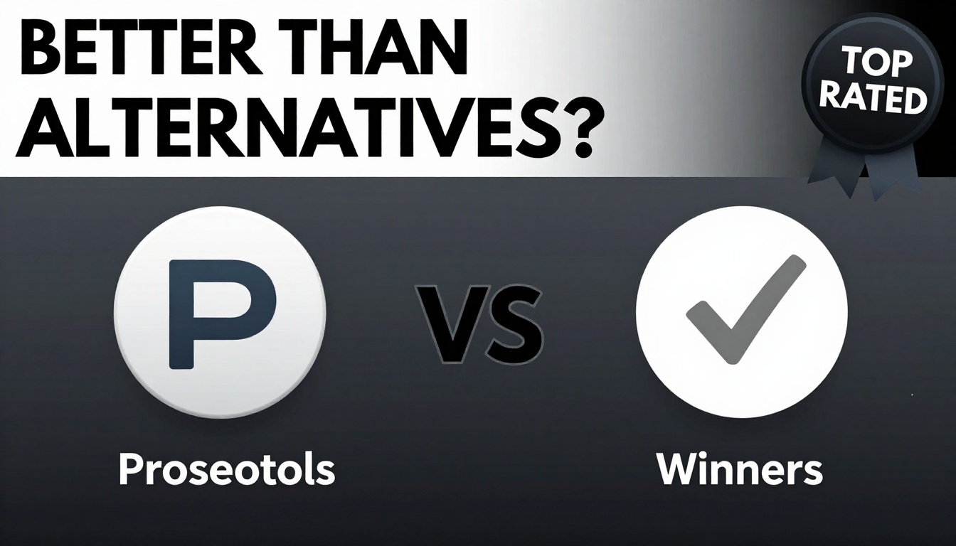 YouTube thumbnail marketing style. Bold text "BETTER THAN ALTERNATIVES?"
Proseotools icon vs