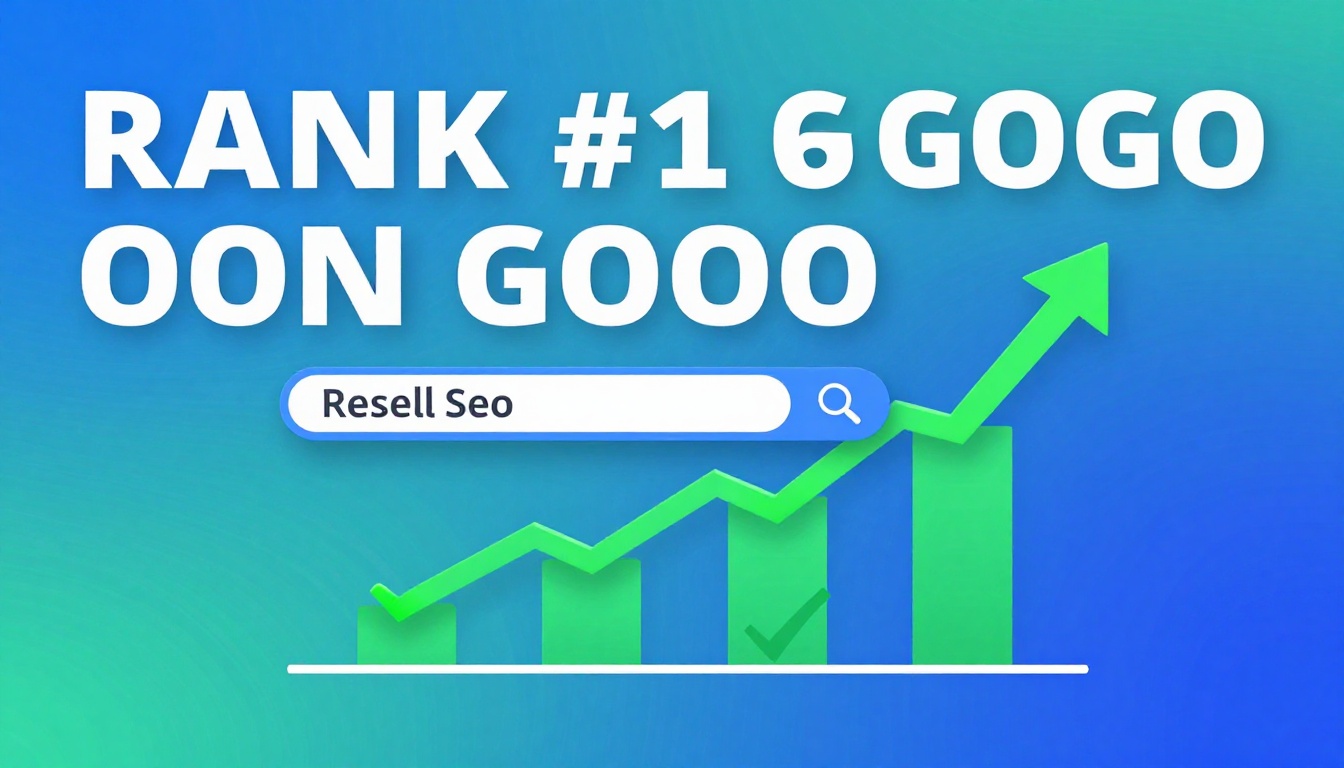 YouTube thumbnail marketing style. Bold text "RANK #1 ON GOOGLE" with Resell Seo.
SEO graph